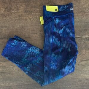Girls All in Motion Mid-Rise Capri Blue & Purple Patterned Leggings 10-12 nwt